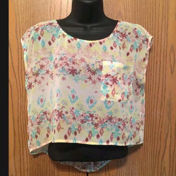 Decree Sheer Blouse Crop Top - Picture 2 of 10